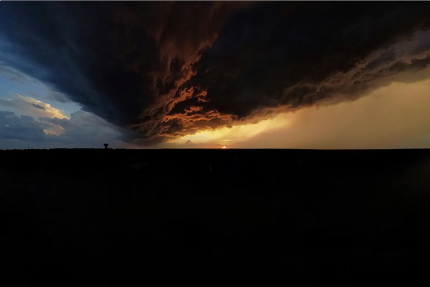 dark stormy sky over ocean